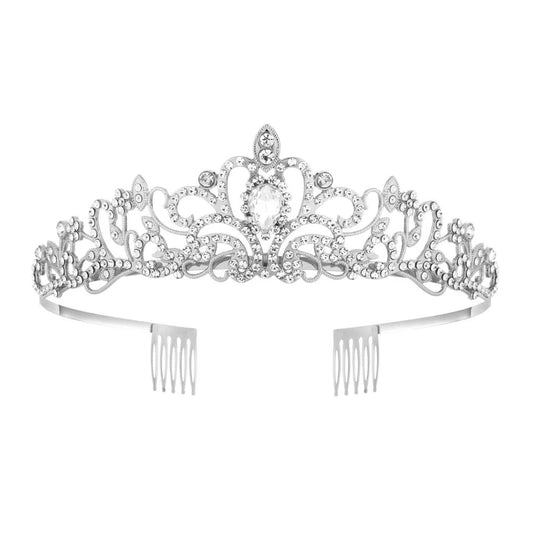 MIVAIUN Silver Crystal Tiara Crowns Tiara Crown Crystal Crown Rhinestone with Comb Wedding Bridal Rhinestone Crown Bridal Wedding Prom Birthday Tiara Cosplay Party Costumes for Women Girls, 18CM,