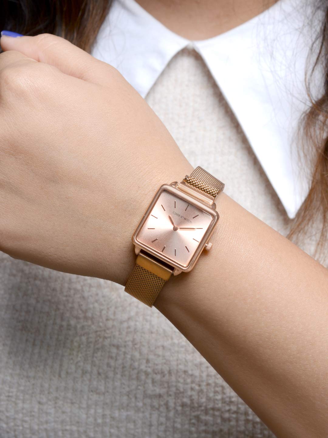 Joker & Witch Vintage Rosegold Dial 16m Rosegold Stainless Steel Watch for Women