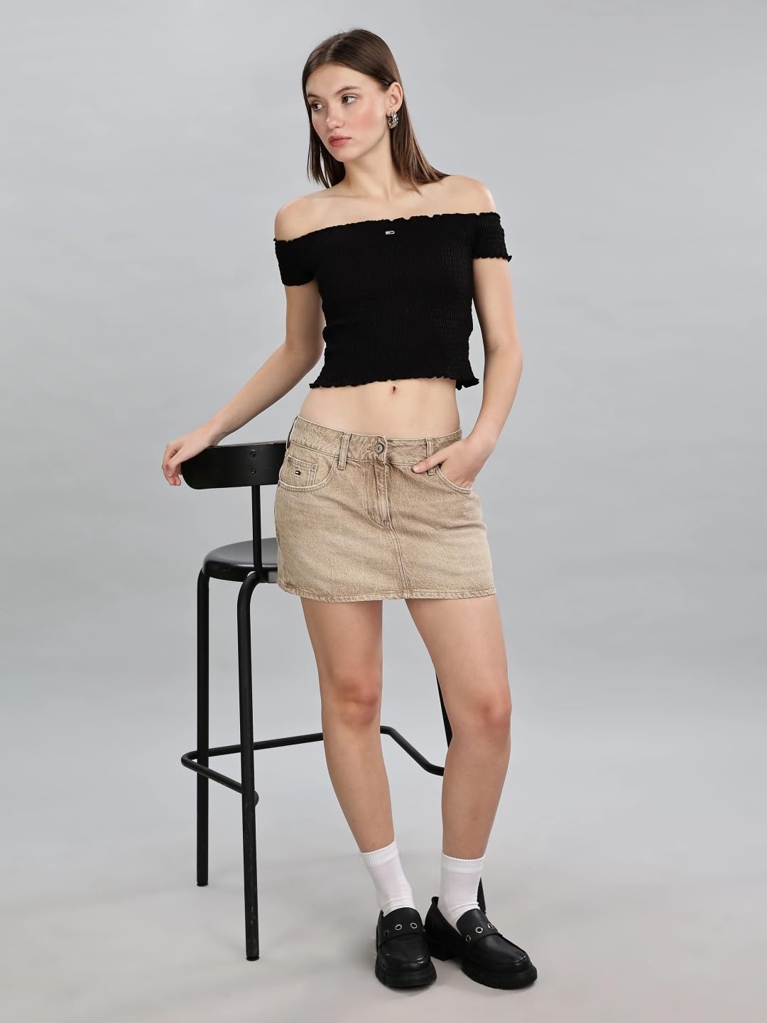 Solid Cotton Blue Skirt