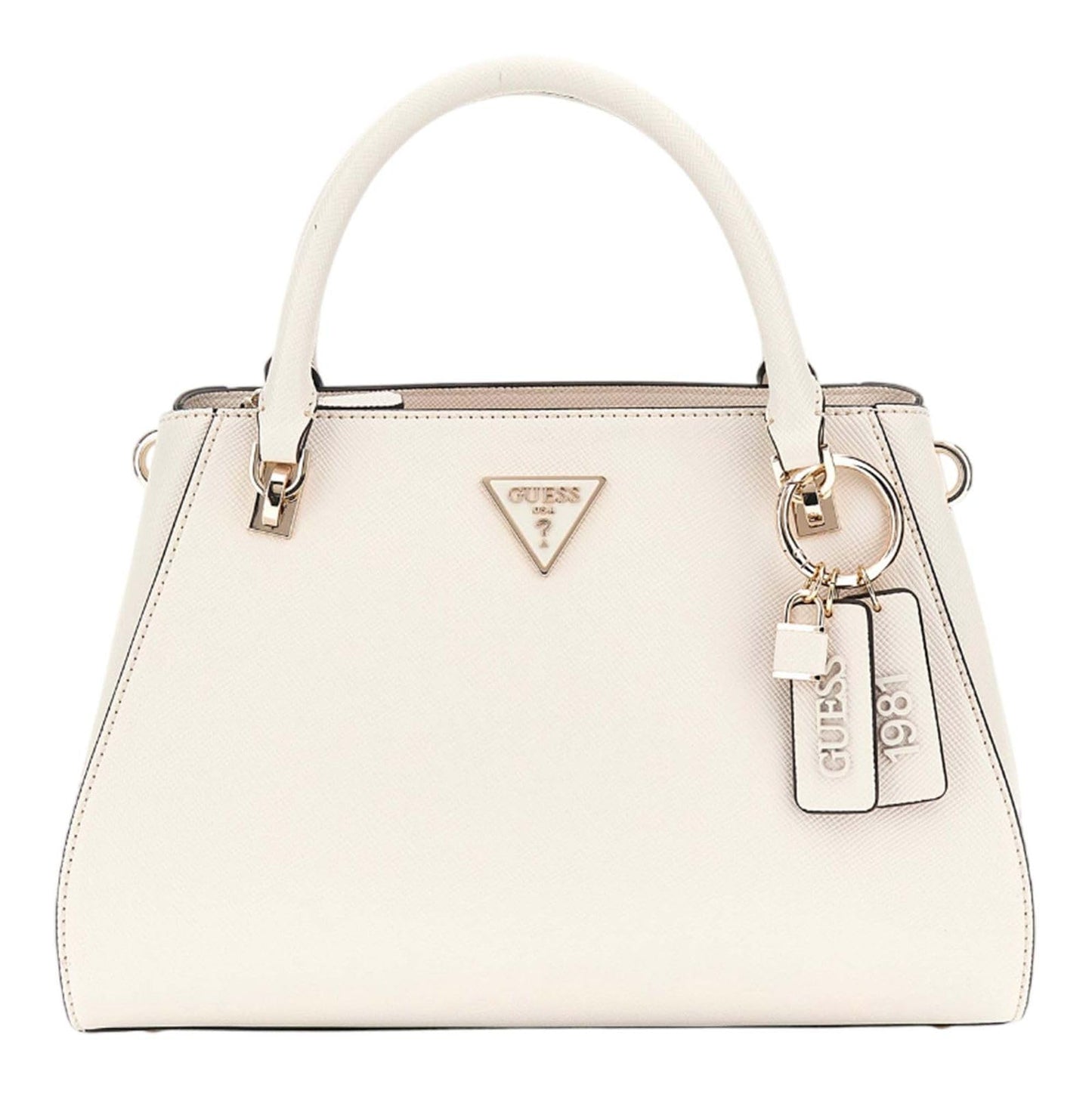 GUESS Womens Noelle Luxury Satchel Handbag, Bone/White, One Size, Noelle Luxury Satchel
