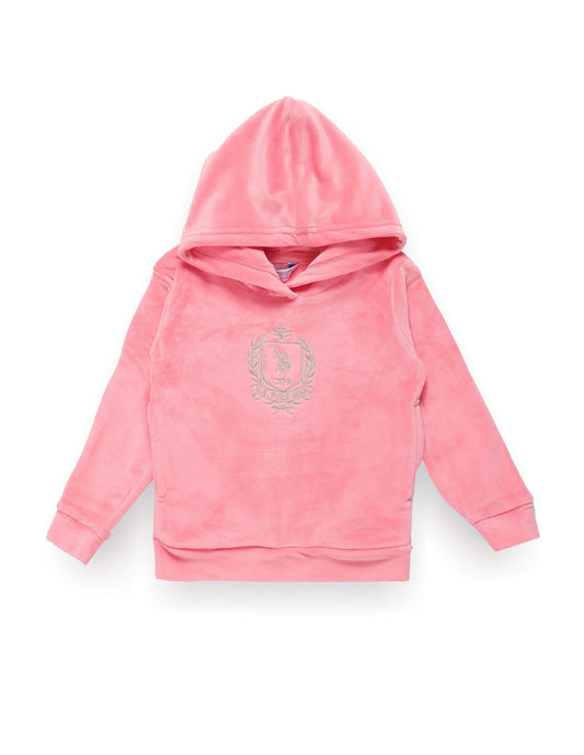 U.S. POLO ASSN. Girls Embroidered Logo Hooded Sweatshirt Light Pink