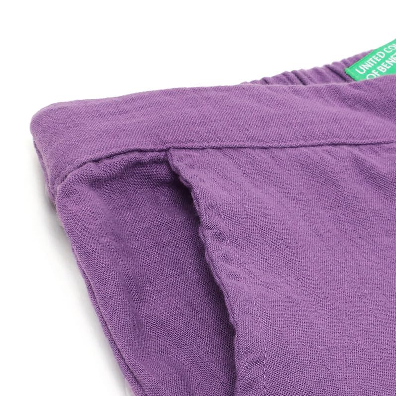 United Colors of Benetton Solid Regular Fit Crinkle Trousers