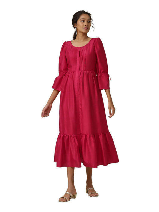 Aarke Ritu Kumar Magenta Solid Long Dress