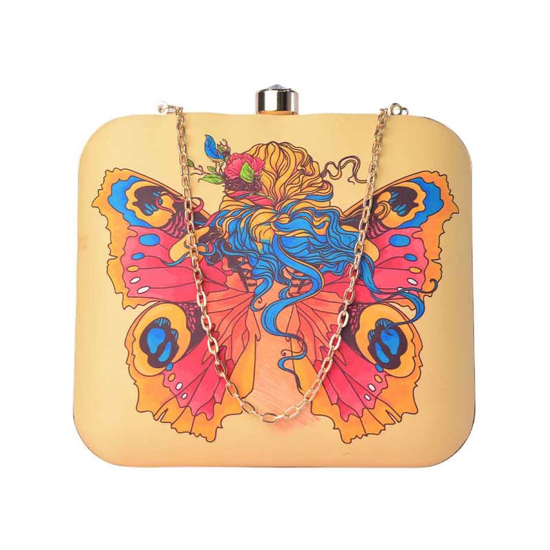 Artklim MultiColor Bright Butterfly Printed Clutch