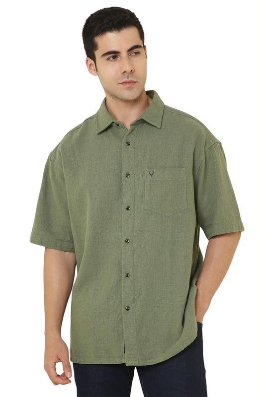 Allen Solly Men's Relaxed Fit Shirt (ALCHADSFV72927_Green