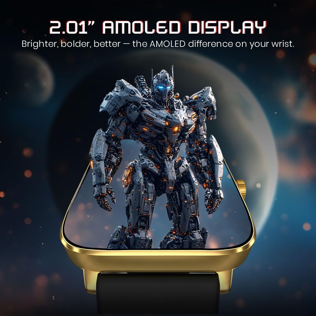 PunnkFunnk NovoLux HD Display Smartwatch for Men & Women | Bluetooth Calling | Heart Rate | Sleep Monitor | 113+ Sports Modes | IP67 Waterproof Smartwatch for Android & iOS - (Gold Dial Black)