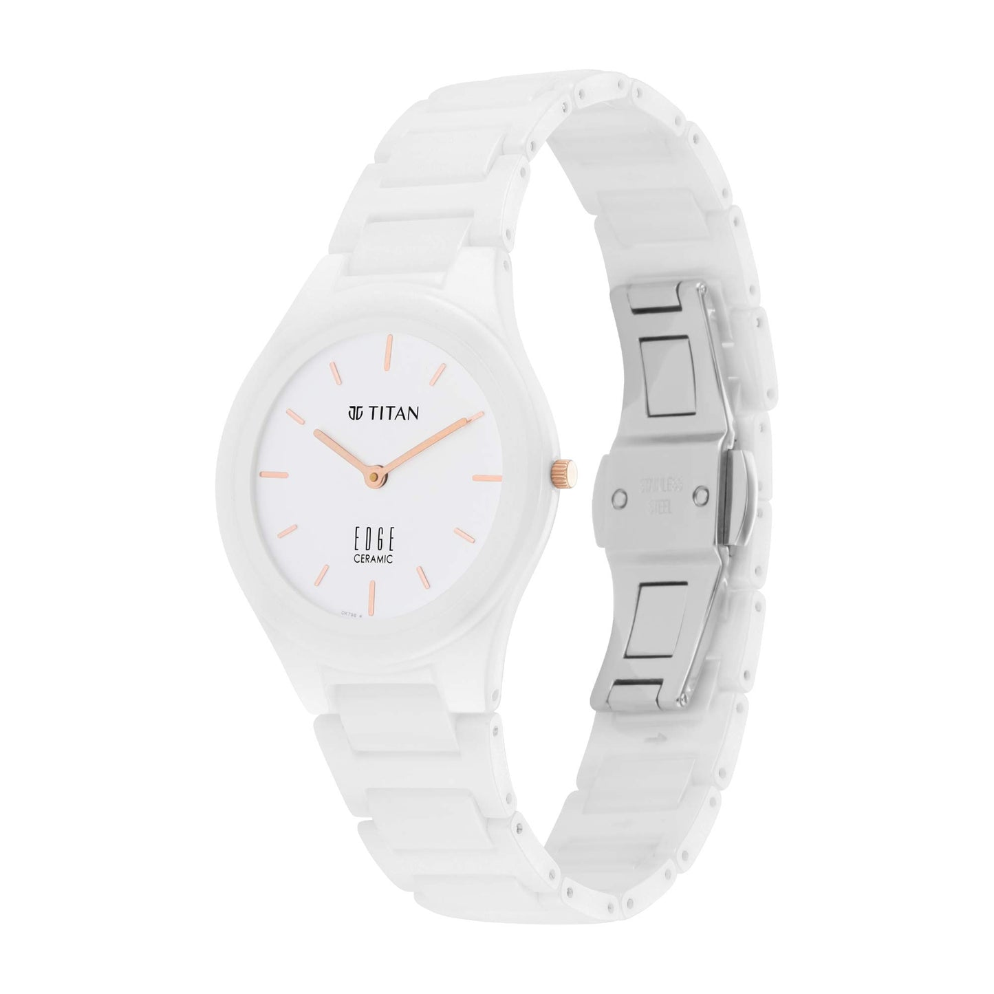 Titan Women Ceramic Analog Watch -Nr2653Qc04, Band Color-White,Dial Color-White
