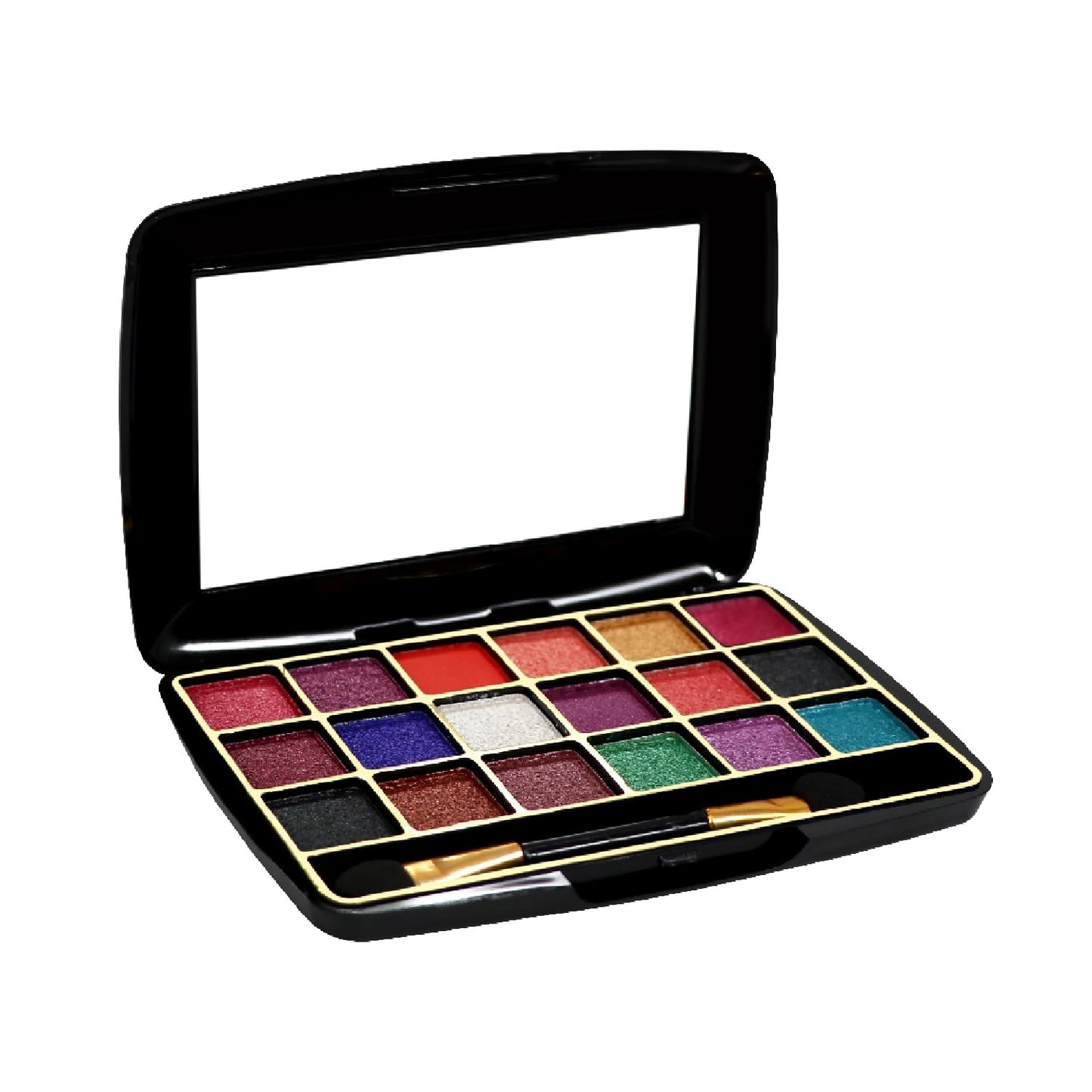 Half N' Half 18 Shimmery Colors with Makhmali Eyeshadow, Brush & Mirror in a Pocket size Eye Shadow Palette | 12.8 g | 03