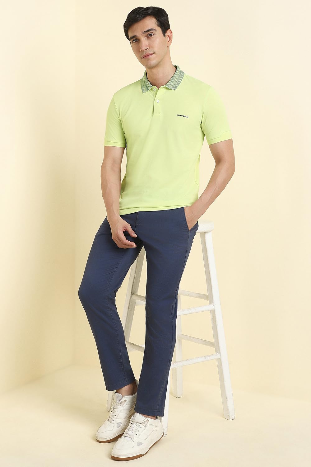 Allen Solly Men Green Solid Polo Neck T-Shirt