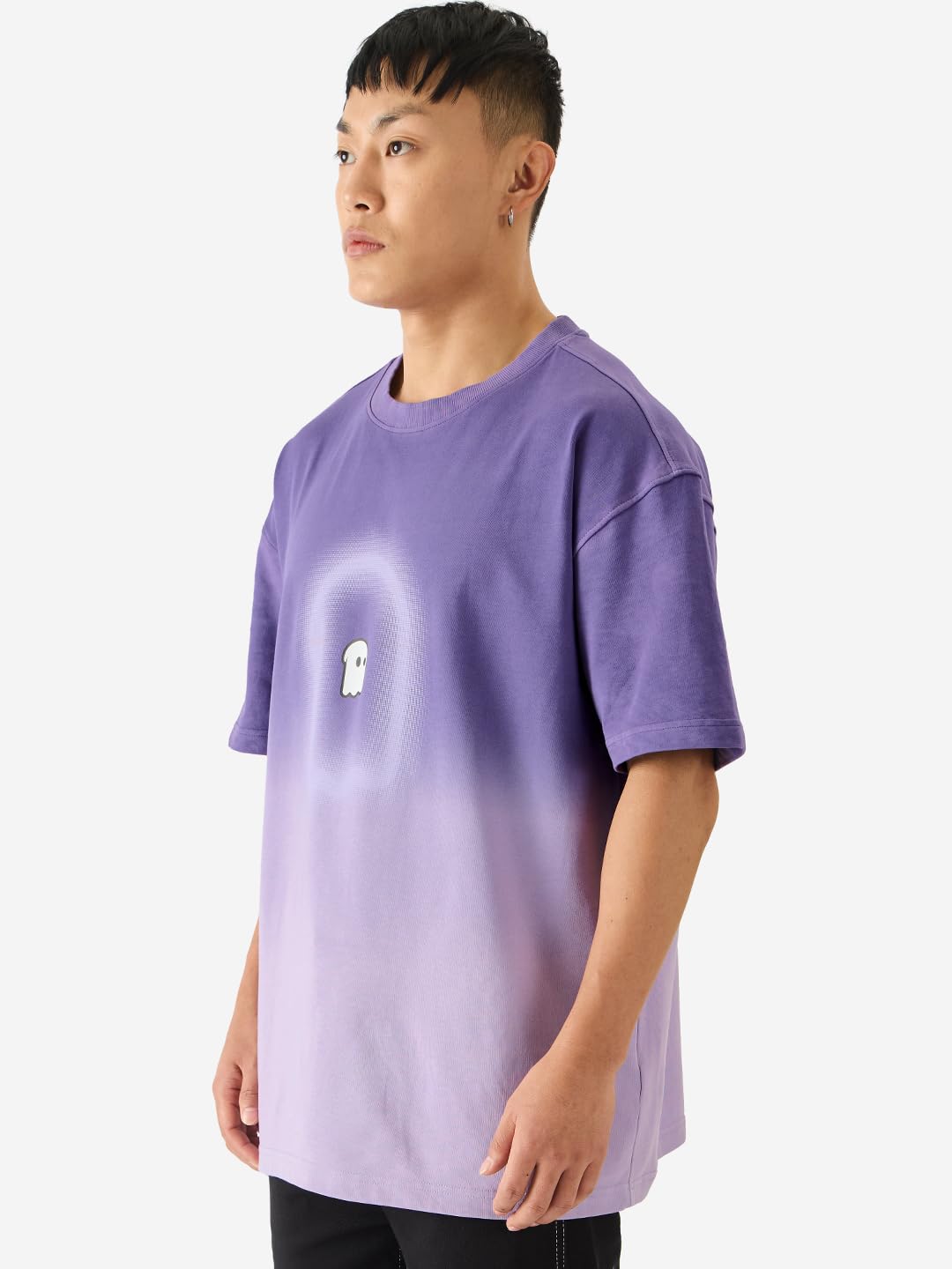The Souled Store Mr. Soul Men and Boys Short Sleeve Round Neck Purple Graphic Printed Cotton Oversized T-Shirts