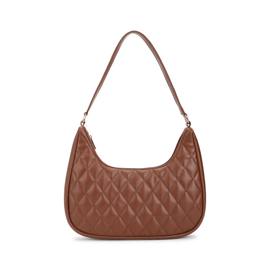 Fastrack Quilted Crush Shoulder Bag | Faux-Leather Women’s Bag | Zipper Closure with Silver Strap Accents & Utility Pockets | Gifts for Women