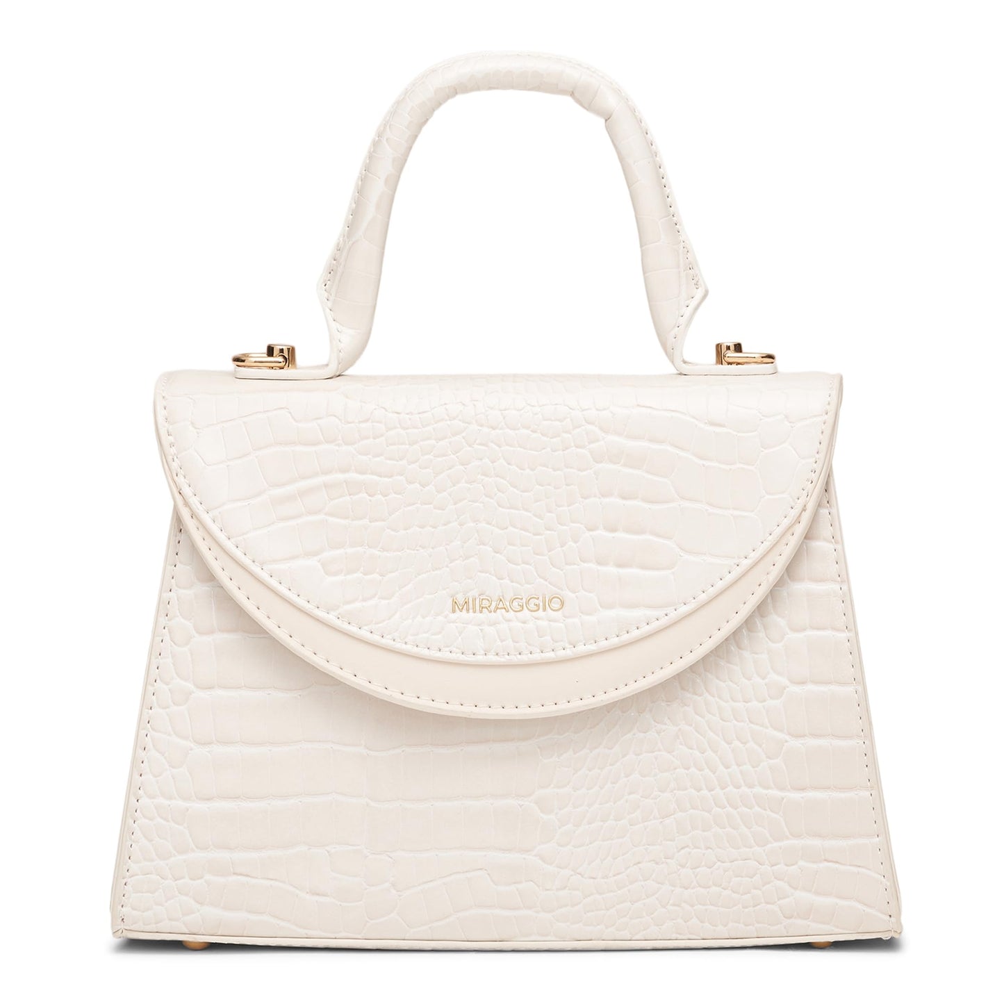 Miraggio Barbara Ivory Handbag for Women with Adjustable & Detachable Sling/Crossbody Strap