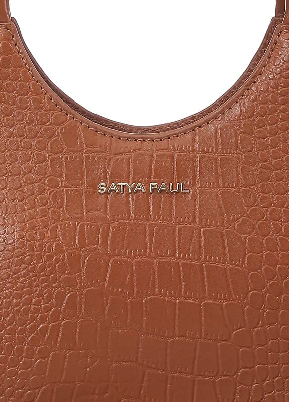 Satya Paul Brown Caramel Leather Tote Hand Bag for Women