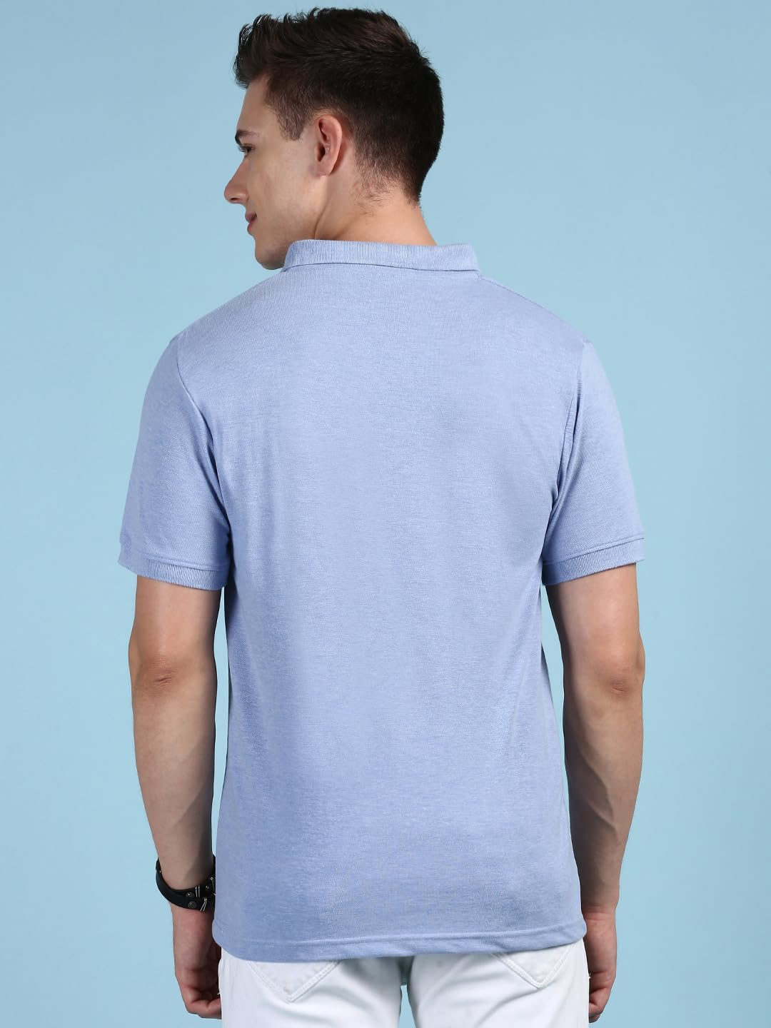 Lux Cozi Men's Half Sleeve Soild Casual T-Shirt with Chest Pocket_COZI_2122_OXBLU_2XL_1PC Oxford Blue