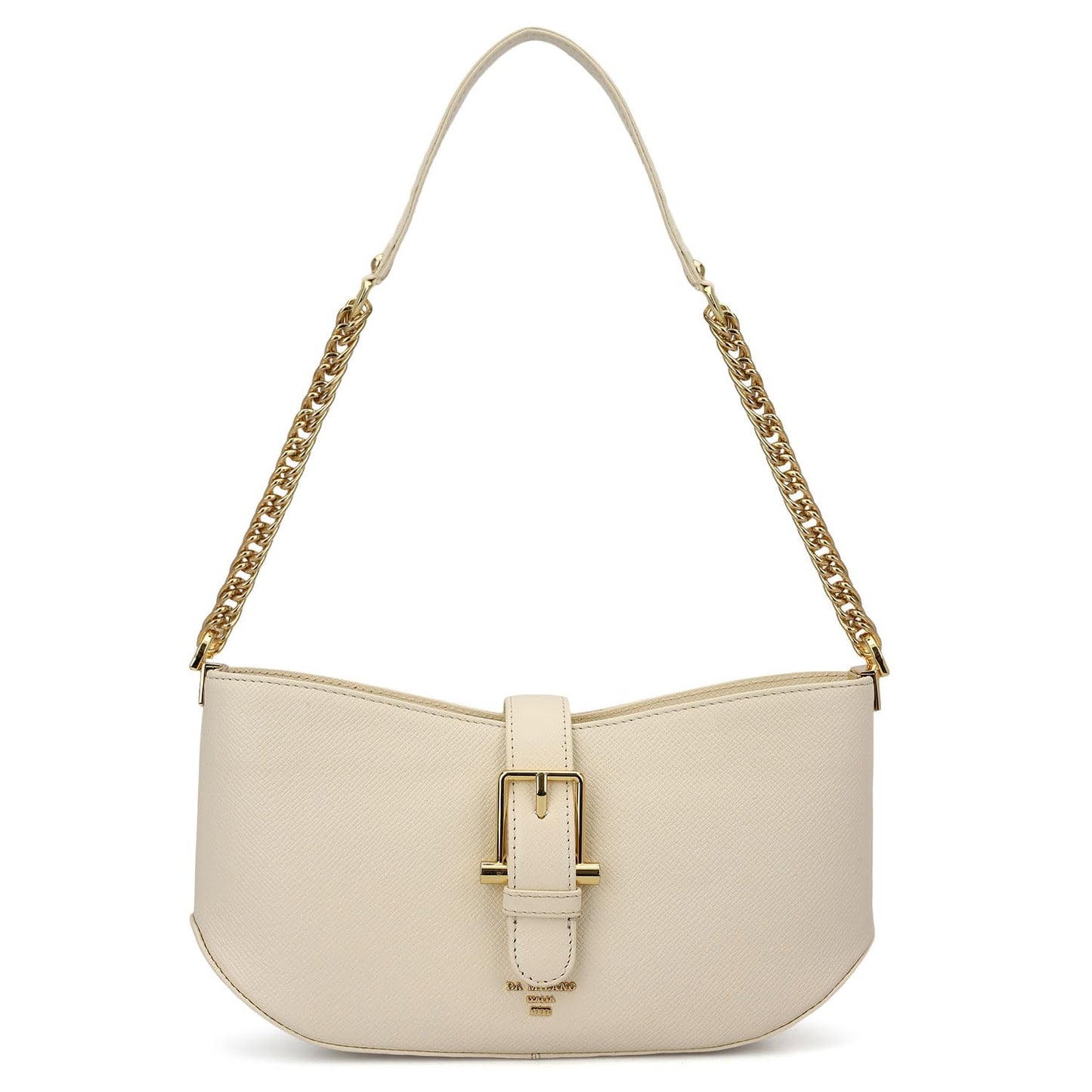 Da Milano Genuine Leather Small Shoulder Bag for Women | White Handbag with Multiple Compartments & Secure Closure