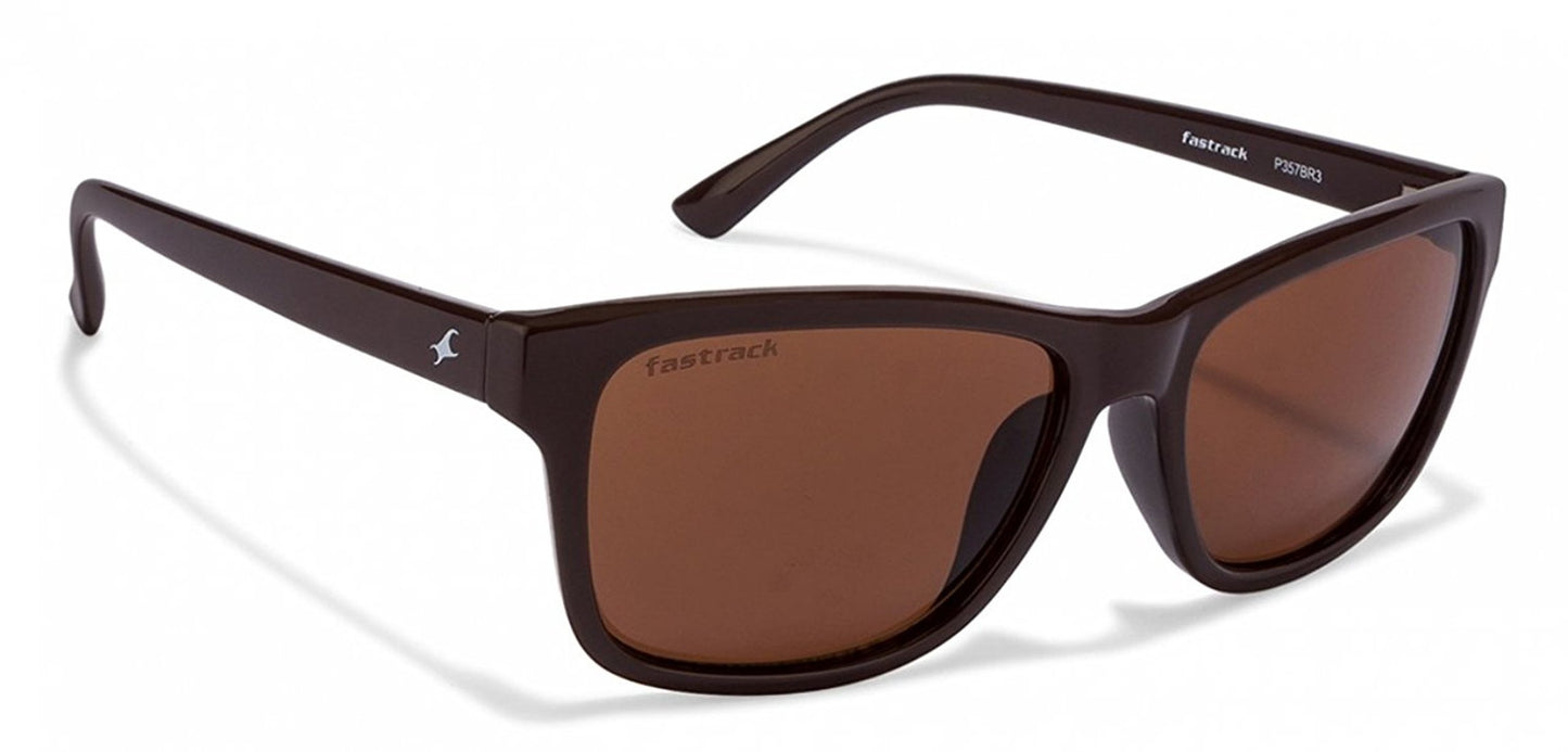 Fastrack UV Protected Square Polycarbonate Men's Sunglasses (P357BR3|41 mm |Brown)