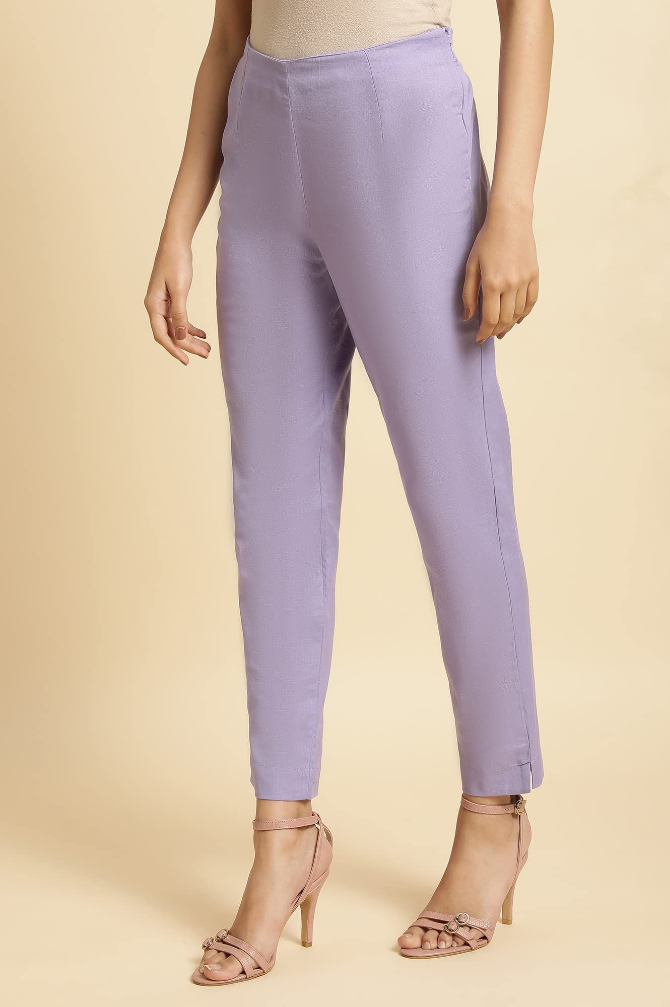 W for Woman Purple Solid Slim Pants_23FEW60151-219363_M_10