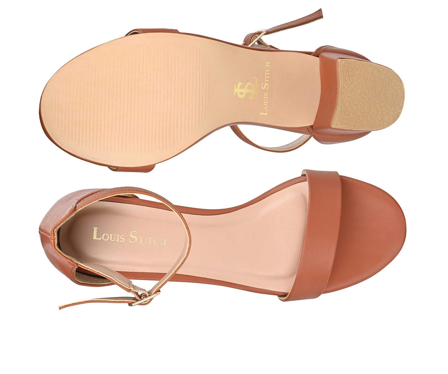 LOUIS STITCH Women’s Tan Block Heel Sandals | Comfortable Sandal for Ladies | LSOF-FI01-ACTN