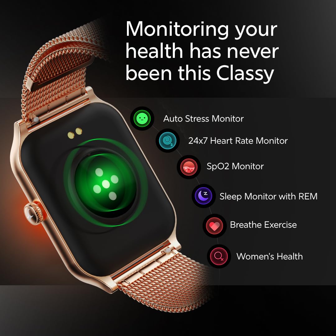 Fastrack New Limitless Classic|Large 1.91" Super UltraVU Display|Functional Crown|Highest 320x385 Pixel Resolution|SingleSync BT Calling|100+ Sports Modes|Metal Case Premium Smartwatch - Black Mesh