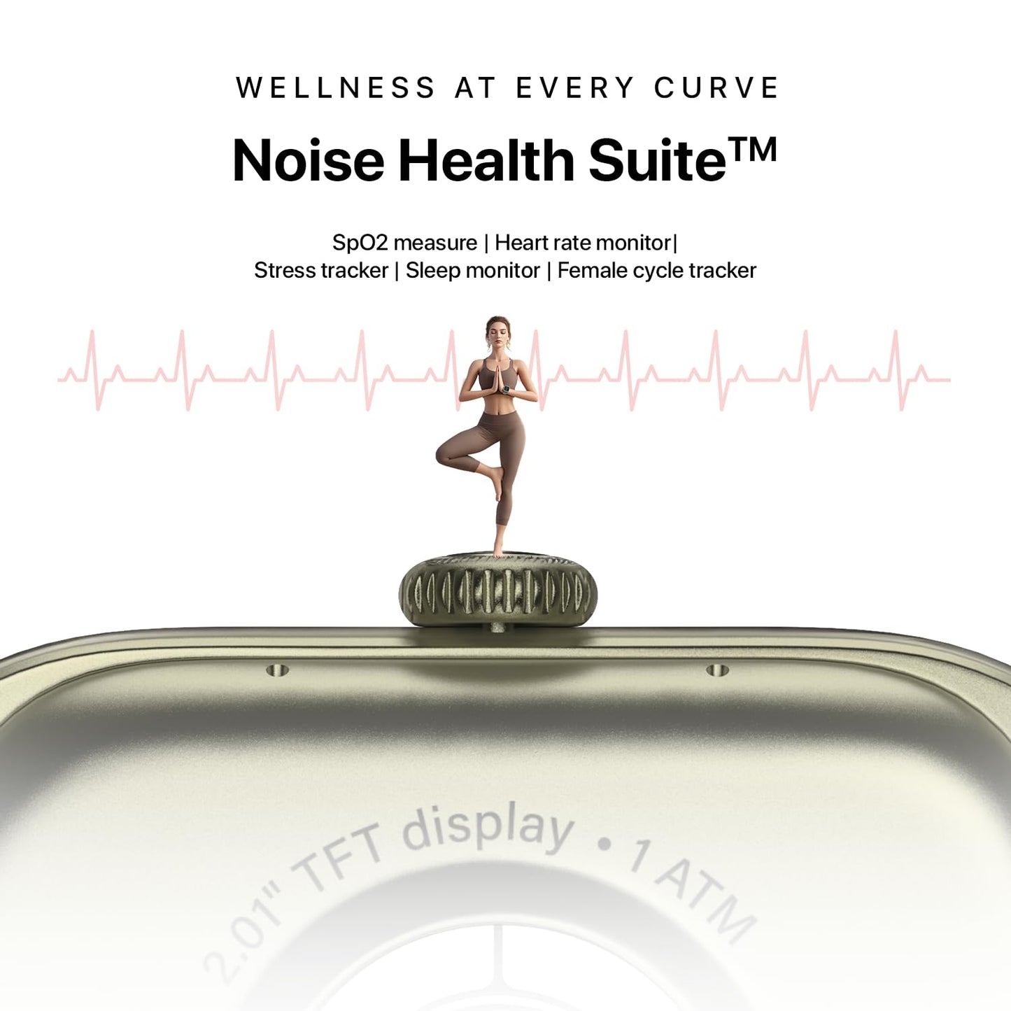 Noise Icon Arc 2.01" Immersive Curved Display Smartwatch, 10-Day Battery, 1ATM Water Resistant, Functional Crown, 100+ Sports Modes, Health Suite™, Voice Assistant, Built-in Games (Nickel Brown)