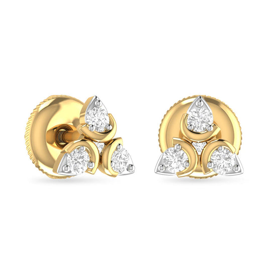 PC Jeweller 18k (750) Yellow Gold and Diamond Stud Earrings for Women