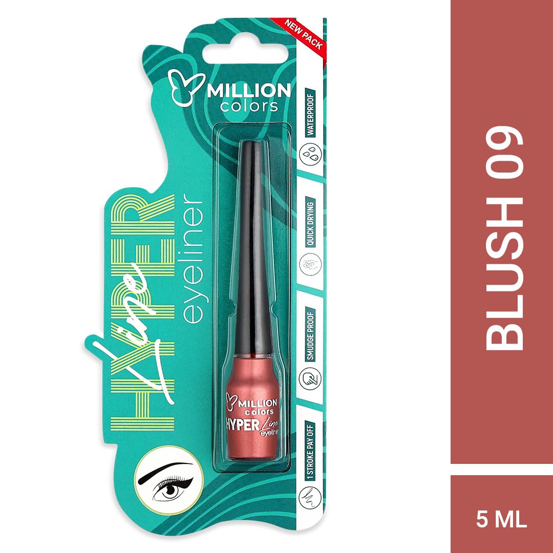 Million Colors Brick Red Colour Waterproof Liquid Eyeliner | Metallic Finish | Last Upto 12 Hours | Quick Drying, Smudge-Proof & Water-Resistant - 5 ML (BRICK RED 09)