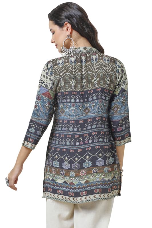 Soch Womens Multicolour Vicose Muslin Abstract Print Tunic with Sequence Work