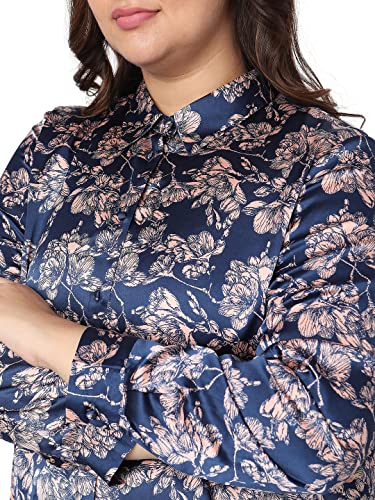 Vero Moda Curve Women's Floral Relaxed Fit Shirt (292063101-Navy Peony_Navy M)