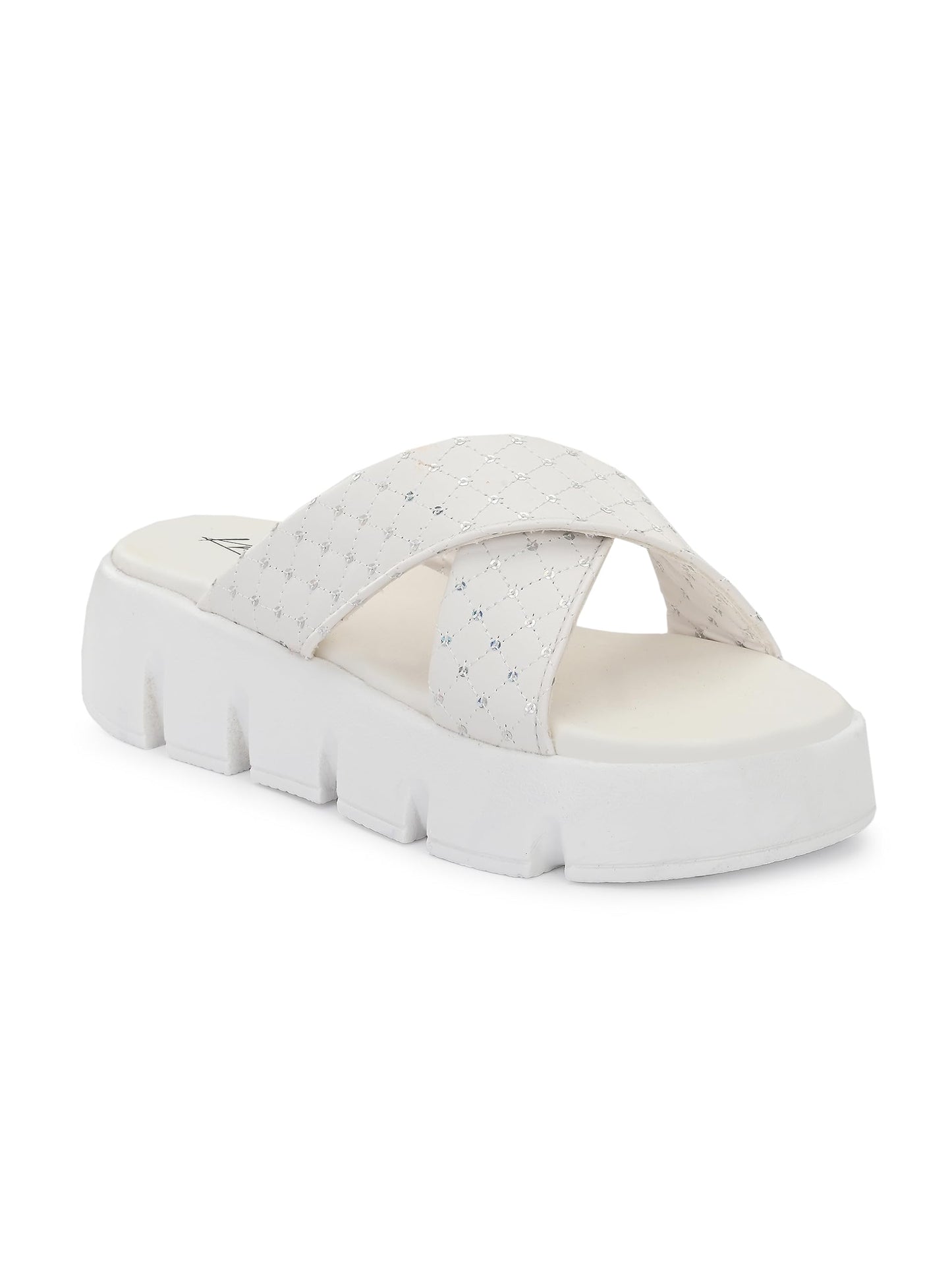 KNOOS Women Flatform Heels White