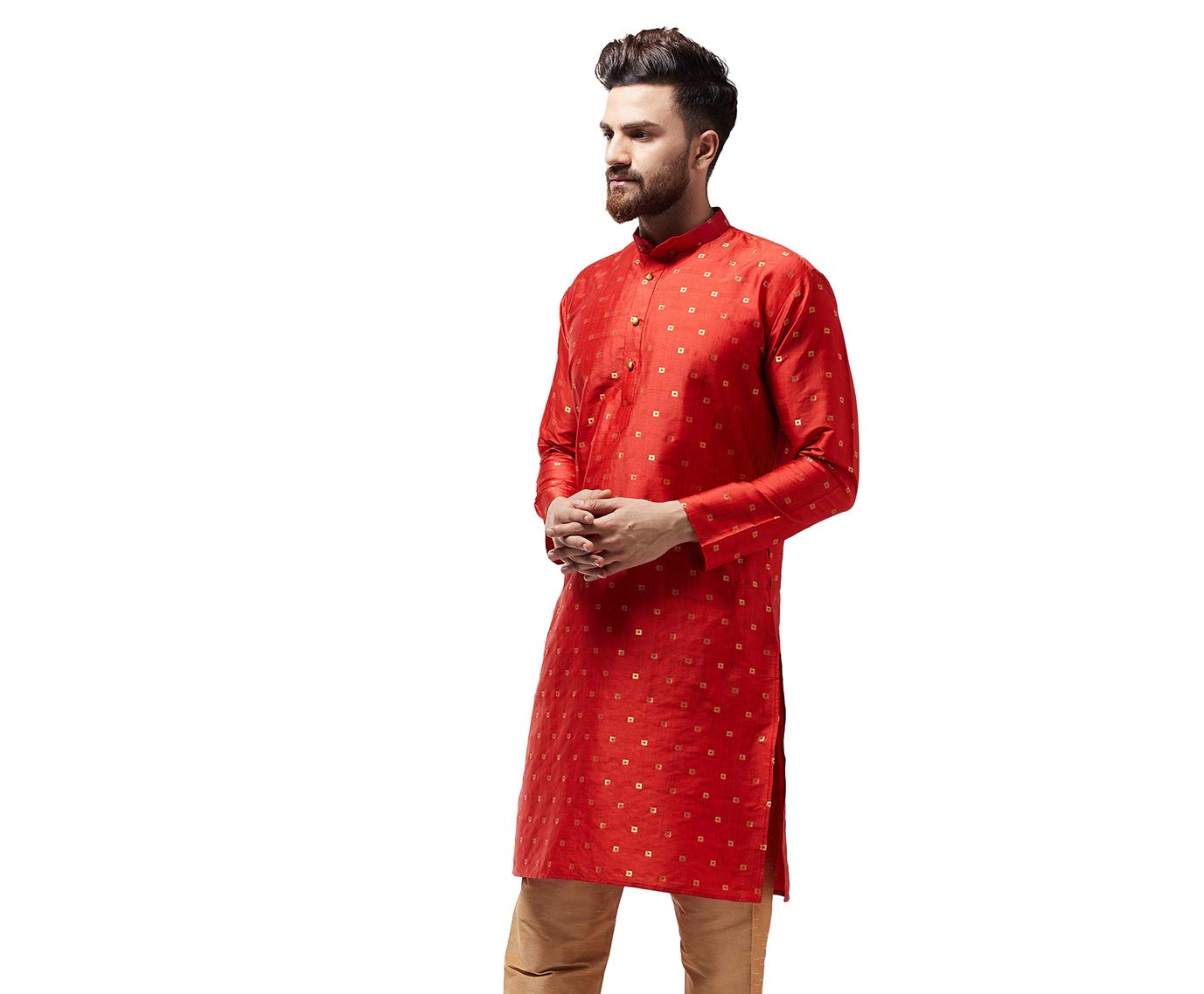 SOJANYA (Since 1958 Men's Silk Blend Maroon Printed ONLY Long Kurta Size: 36