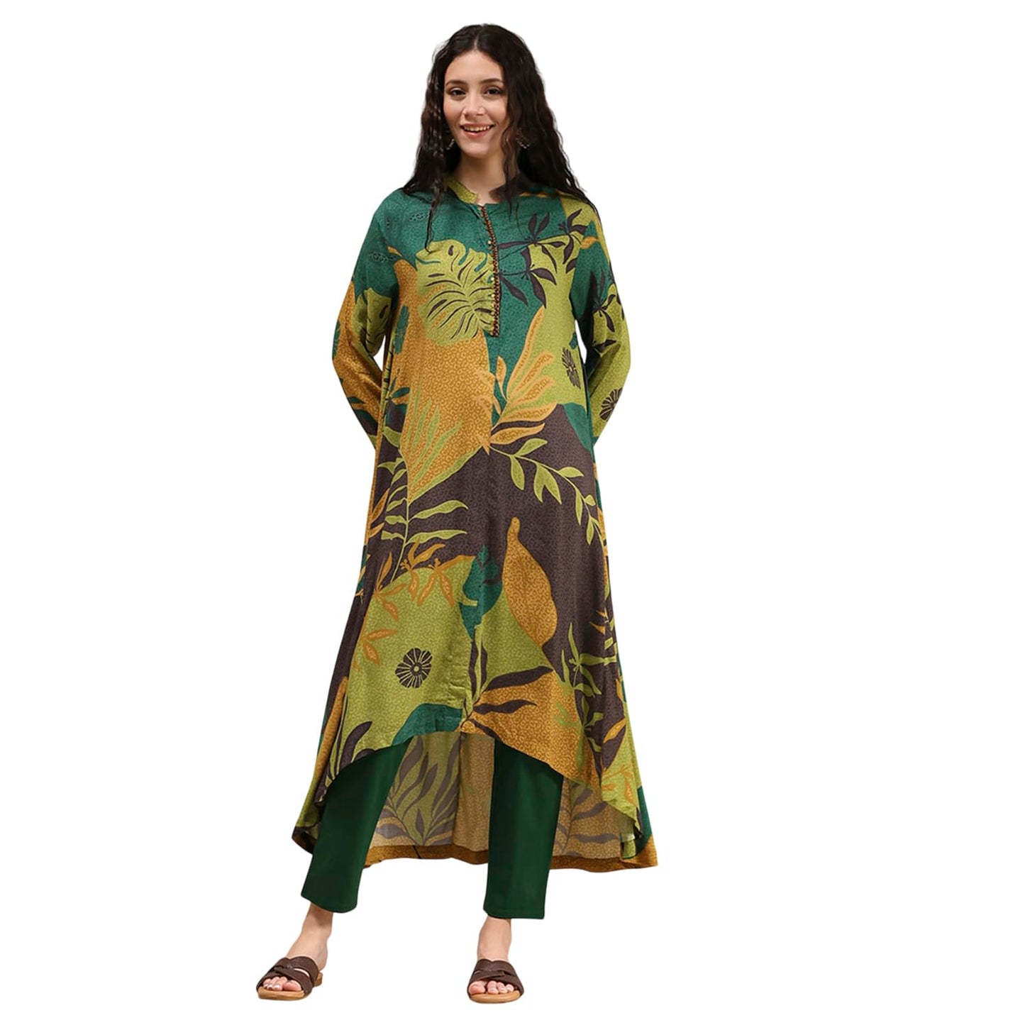 BIBA Women's Rayon Printed Straight Kurta