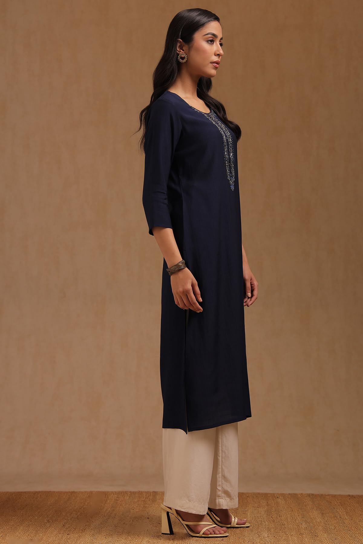 Soch Women's Viscose Blend Embroidered Kurta