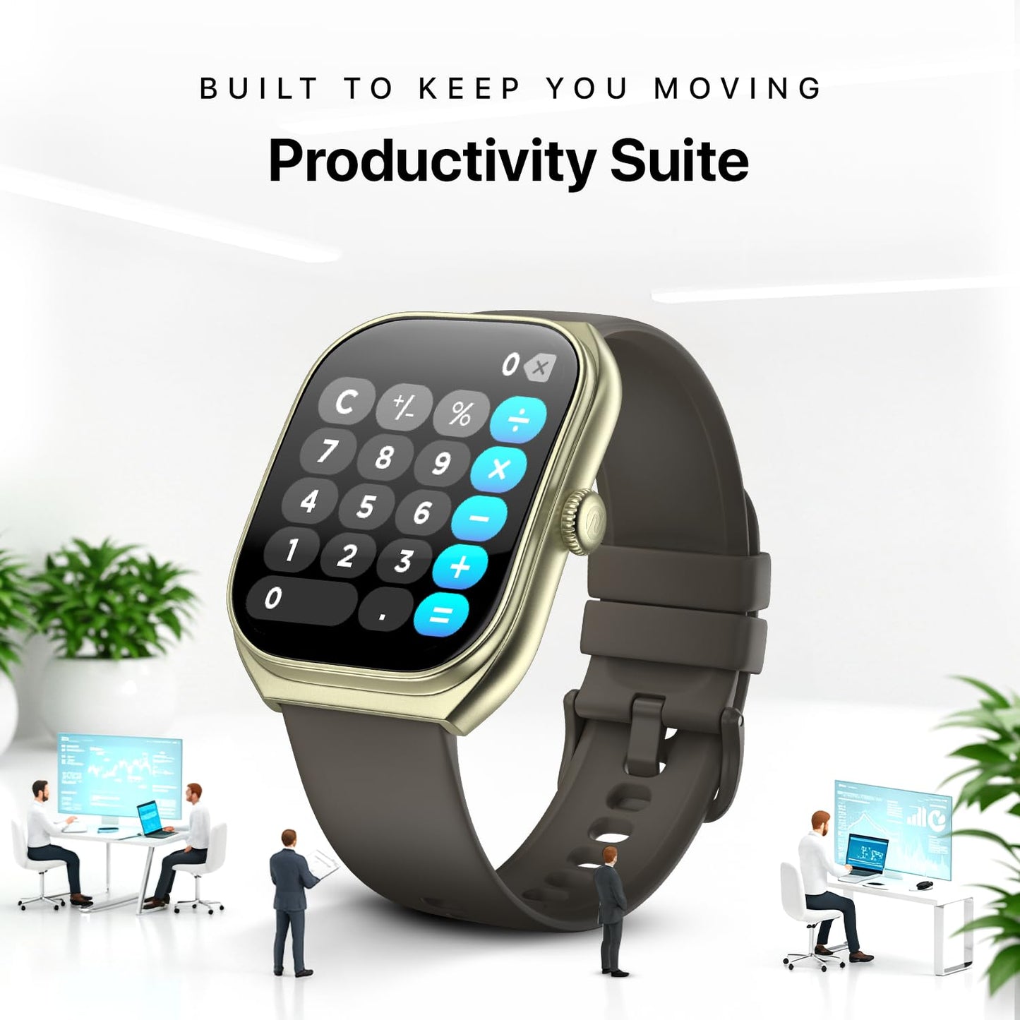 Noise Icon Arc 2.01" Immersive Curved Display Smartwatch, 10-Day Battery, 1ATM Water Resistant, Functional Crown, 100+ Sports Modes, Health Suite™, Voice Assistant, Built-in Games (Nickel Brown)