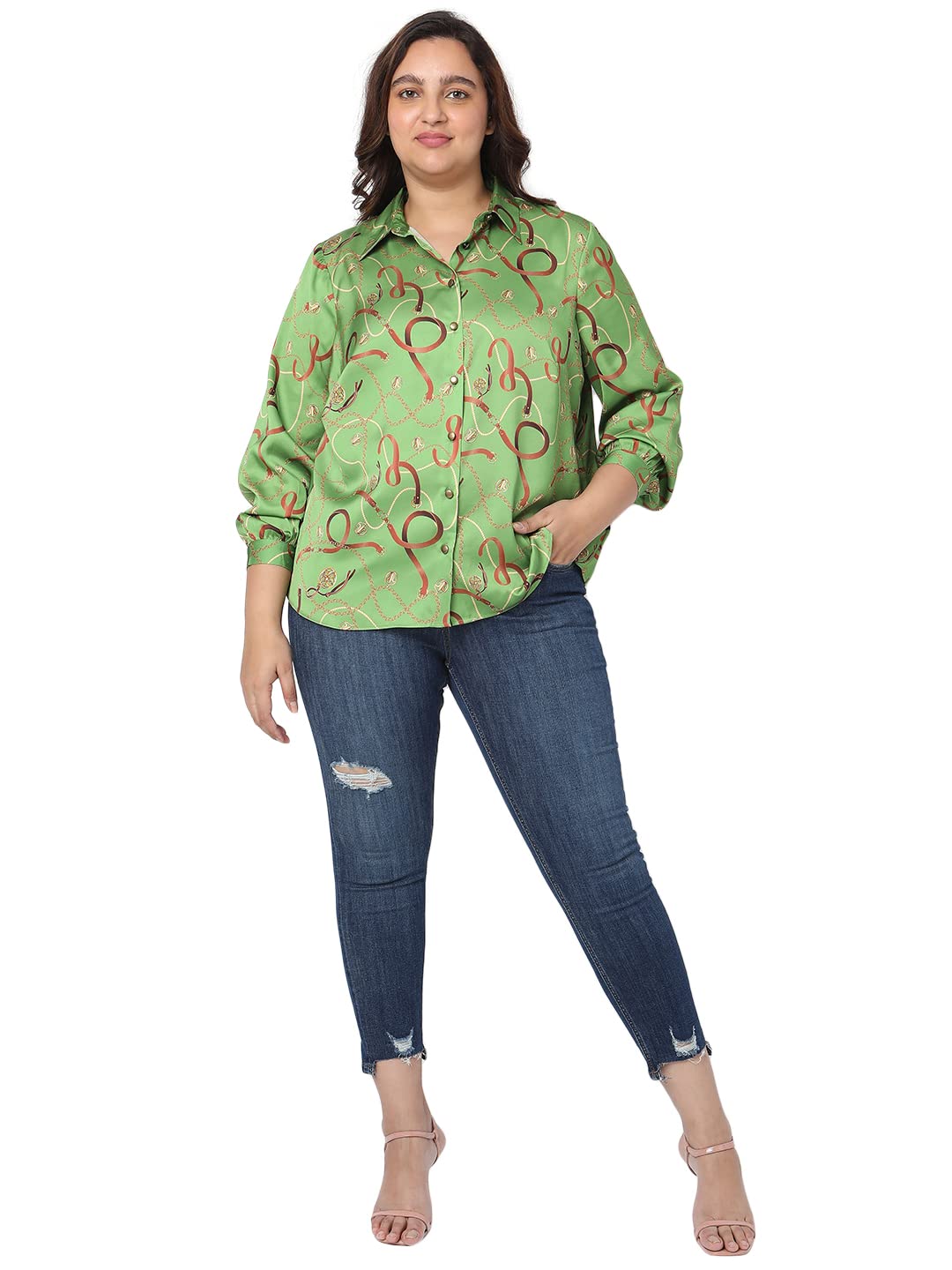 Vero Moda Curve Women's Relaxed Fit Shirt (262814001- Kelp 2XL)