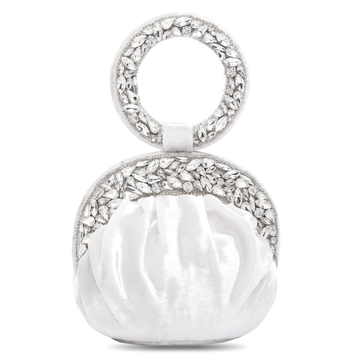 Peora White Potli Bags for Women Evening Bag Clutch Ethnic Bride Purse with Drawstring(P94W)