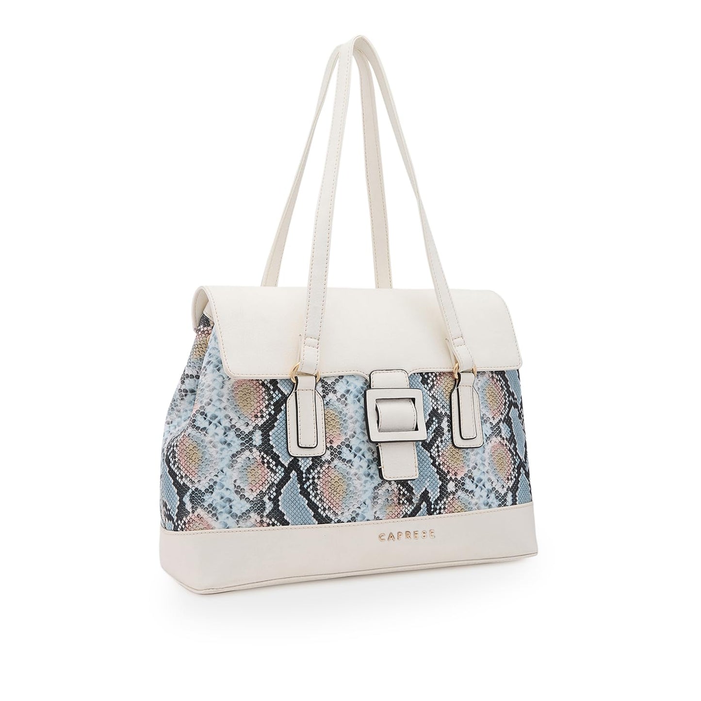 Caprese Vittoria Satchel Bag, Large | Stylish Snake Print Handbag for Women with Multiple Pockets & Compartments | Secure Buckle Lock Closure | Perfect for Casual & Daily Use