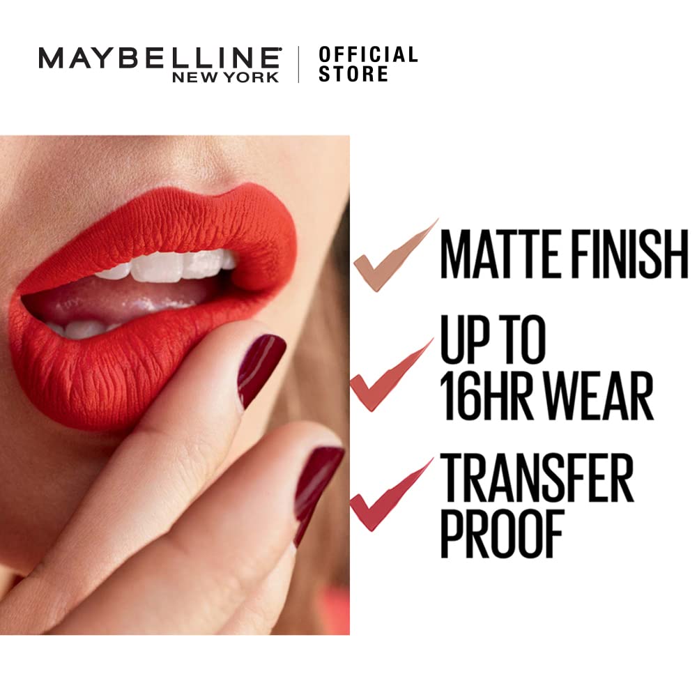 Maybelline New York Superstay Matte Ink Liquid Lipstick - 16H Longwear Matte | Validator, 5ml