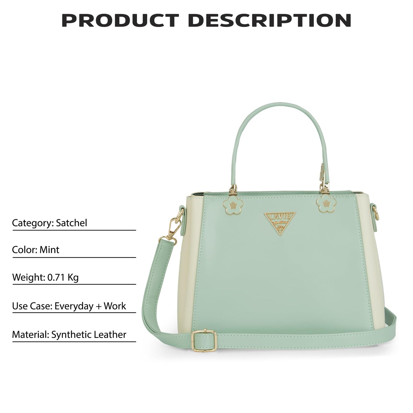 Lavie Signature Women's LS Trinidad 3C Box Satchel Handbag for Women | Satchel Bag for Work | Ladies purse | Stylish Shoulder Bag | Gift For Women