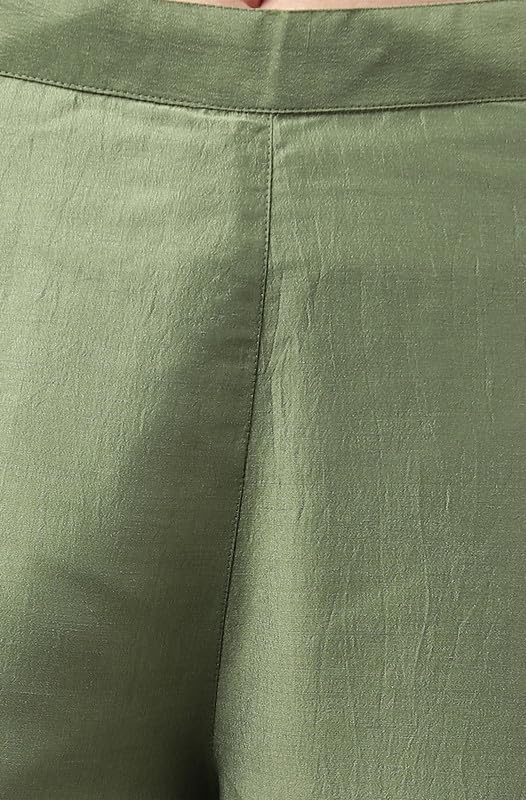 Janasya Women's Green Chinon Solid Kurta with Pant and Dupatta (SET567-KR-NP-J-S)