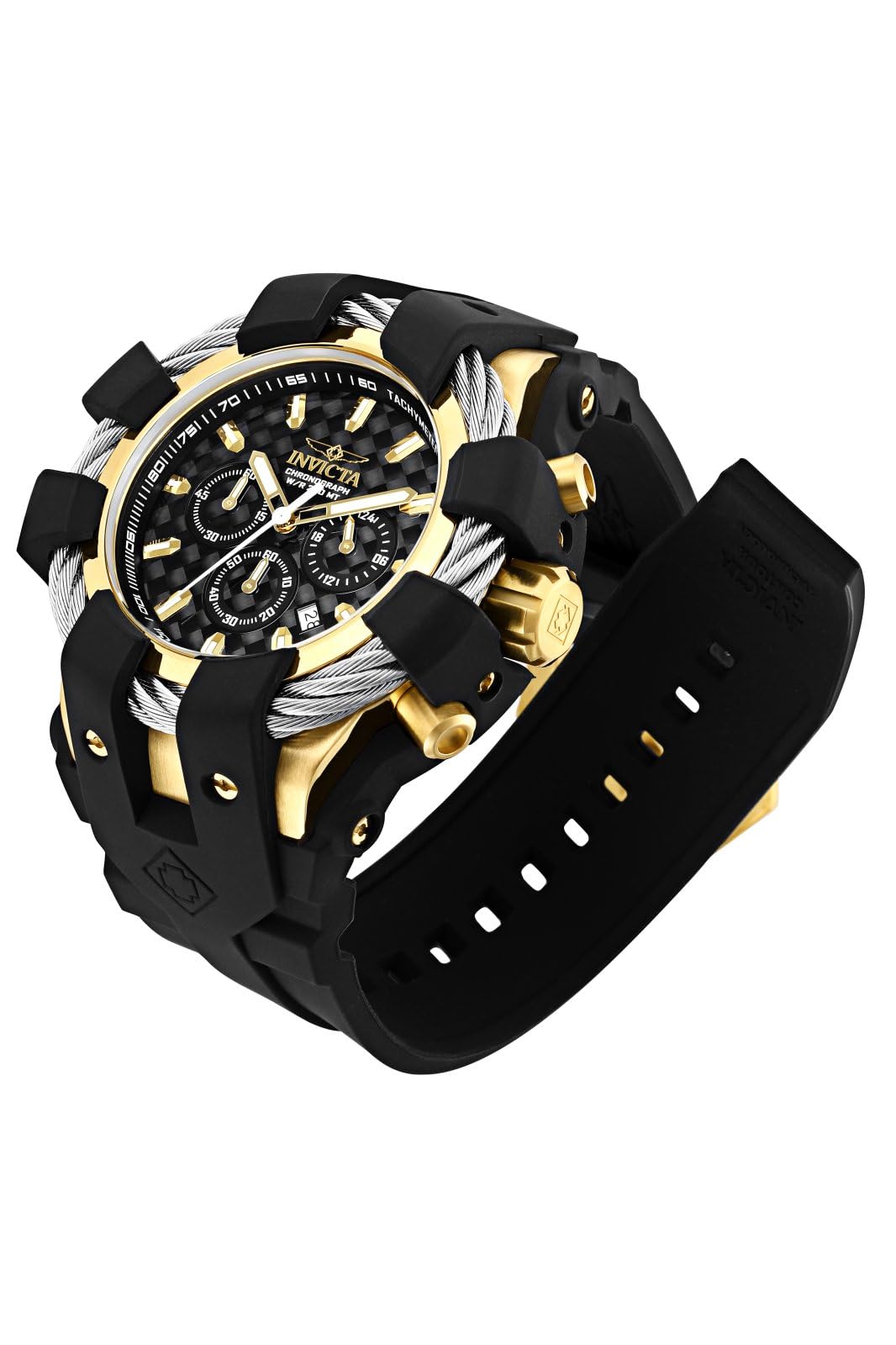 Invicta Silicone Bolt Analog Black Dial Men Watch-23860, Black Band