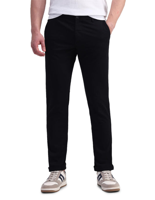 Arrow Men's Solid Slim Fit Acrylic Casual Trouser (ASCBTRO0002_Black_32)