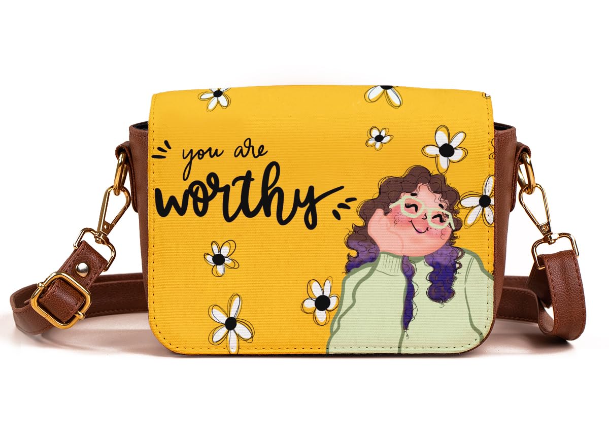 Kalankit Sling Bag for Woman | Stylish Vegan Leather Crossbody Bags for Women | Lightweight Side Bag & Shoulder Bag for Woman, Everyday Sling Bags & Birthday Gifts for Women | You Are Worthy