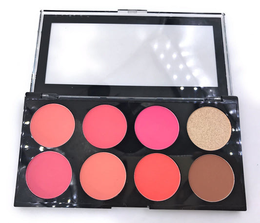 COSLUXE Professional 8 Colors Blush Palette, Matte Mineral Blush Powder Bright Shimmer Pro HD Face Blush,Contour and Highlight Blush Palette (02)