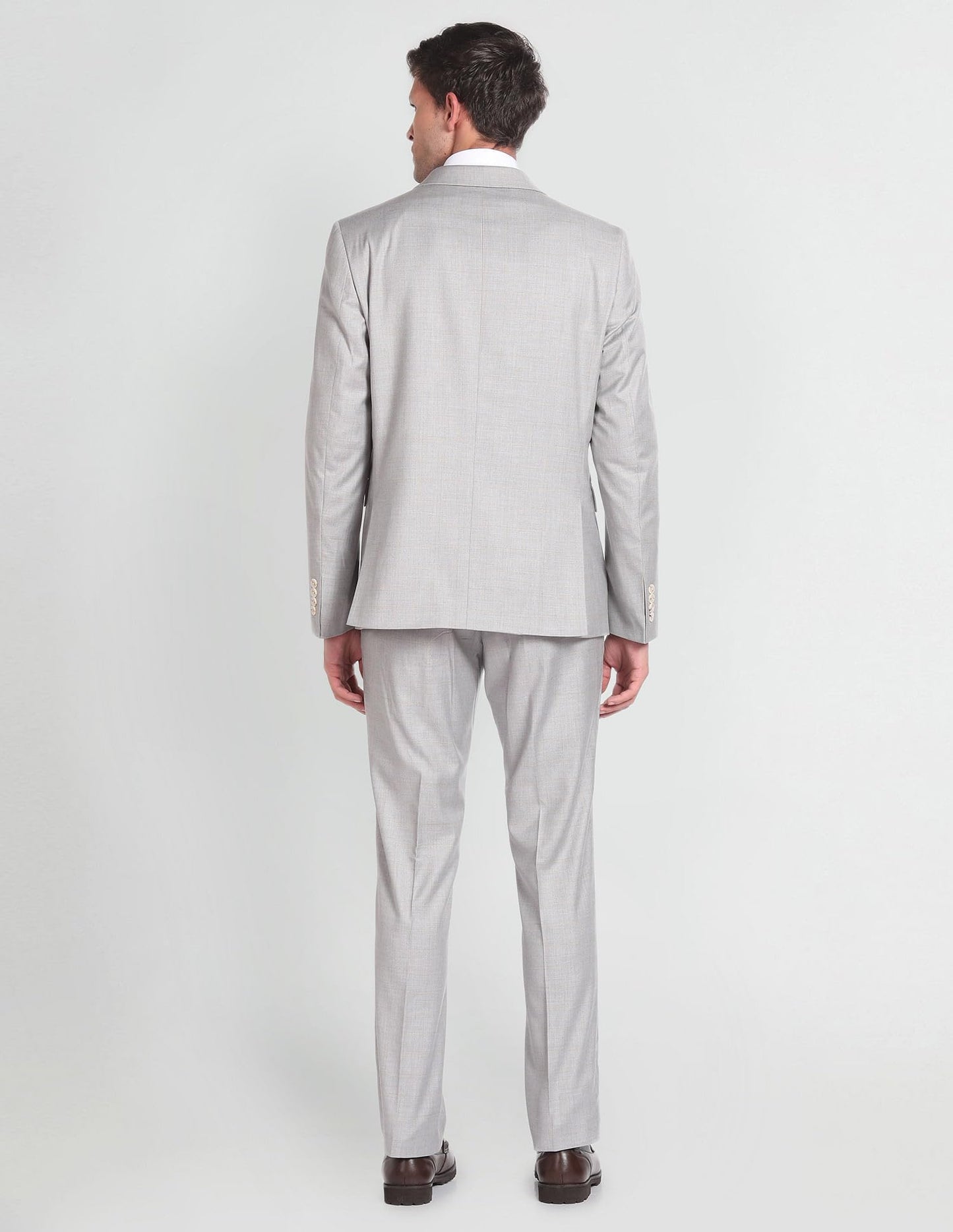 Arrow Men's Polyester Single Breasted Business Suit Pants Set (ARAGSU5590_Grey