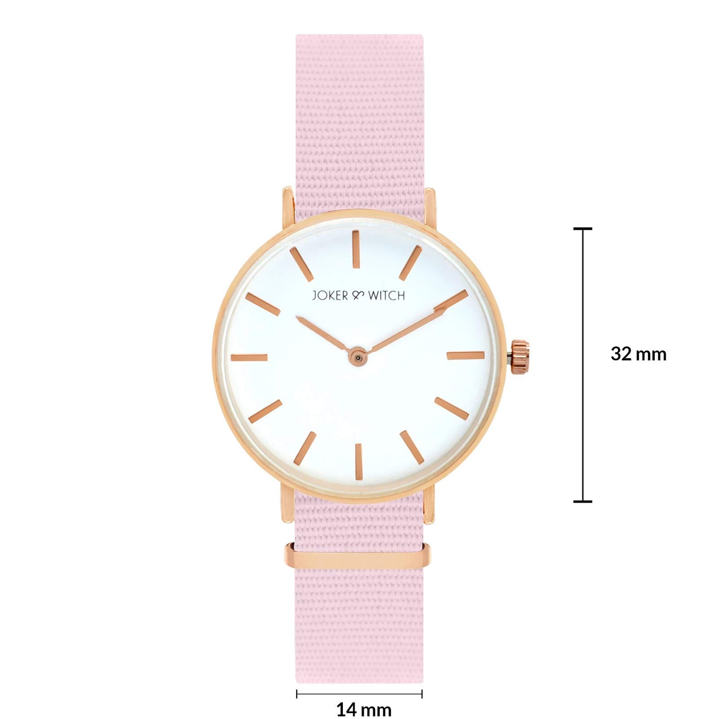 Joker & Witch Paris 32mm White Dial 14mm Pink Synthetic Strap Watch for Women