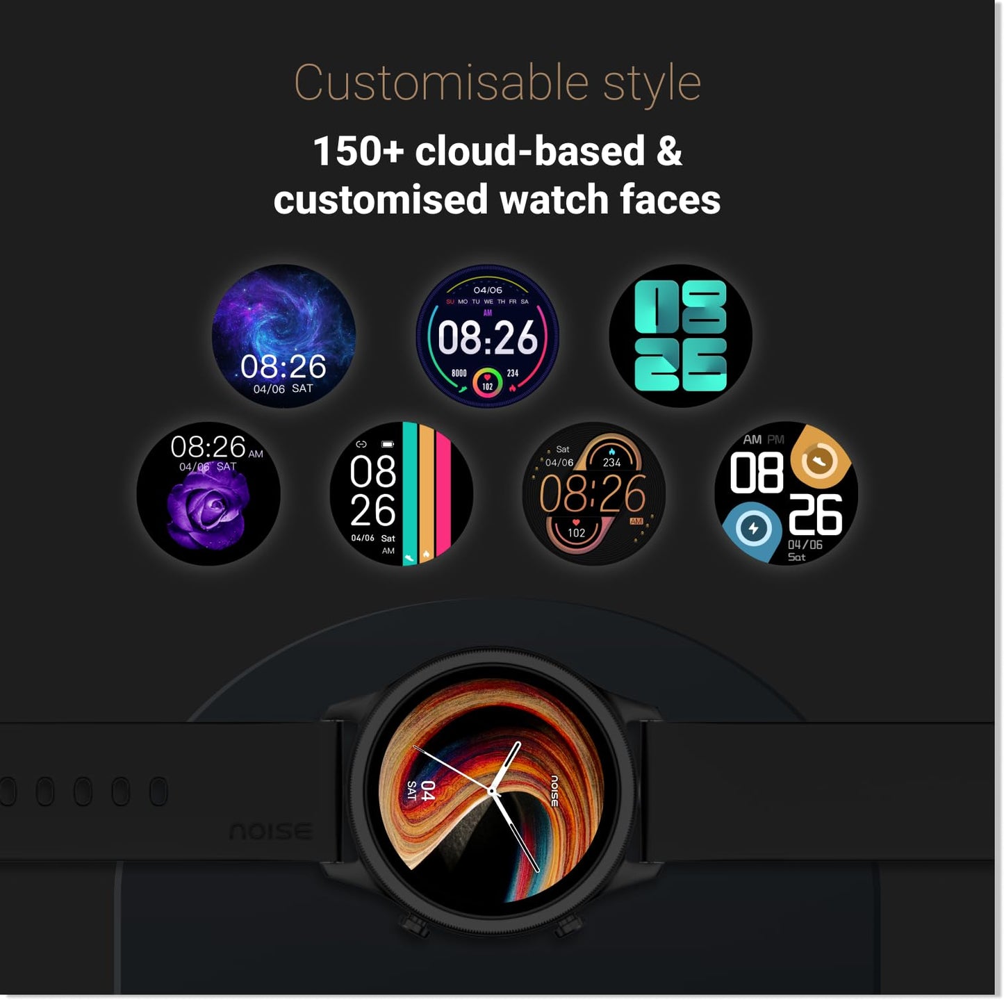 Noise Evolve 3 1.43" AMOLED Always on Display, BT Calling, Round Dial, Metallic Design Smart Watch for Man & Woman, Smart Gesture Control, 100 Sports Modes (Carbon Black)