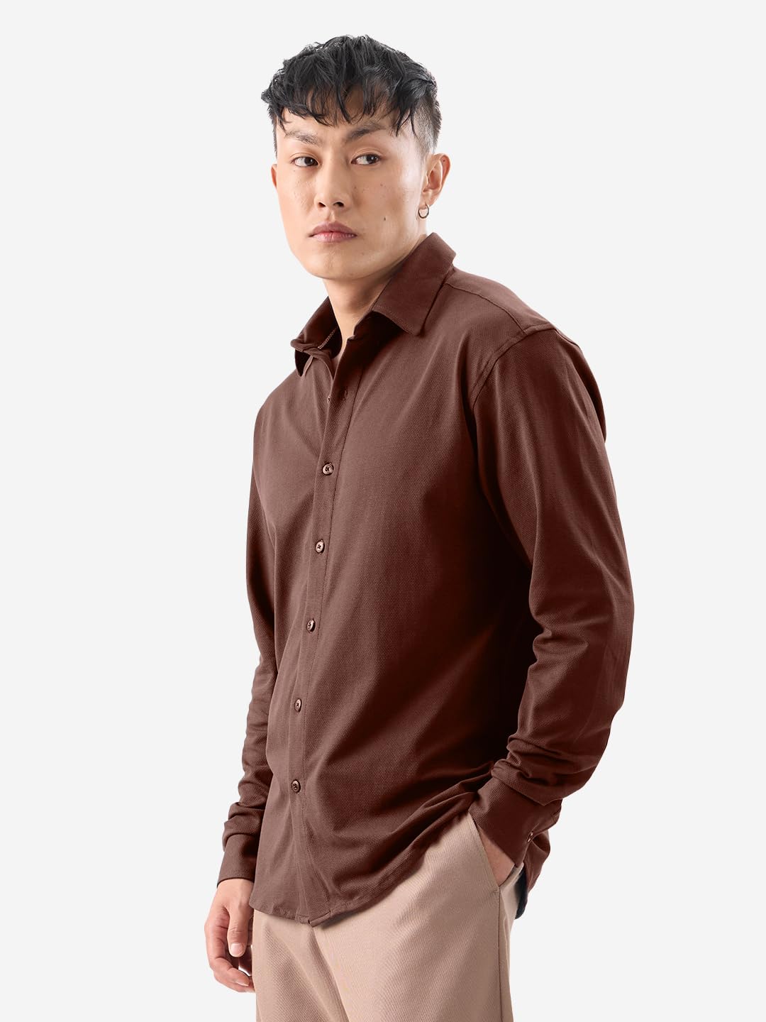 The Souled Store Magnum Men and Boys Collared Neck Long Sleeves Button Front Regular Fit Cotton Textured Shirts