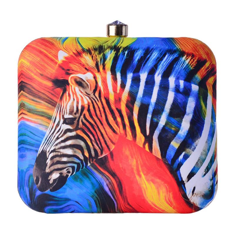 Artklim Colorful Zebra Printed Clutch