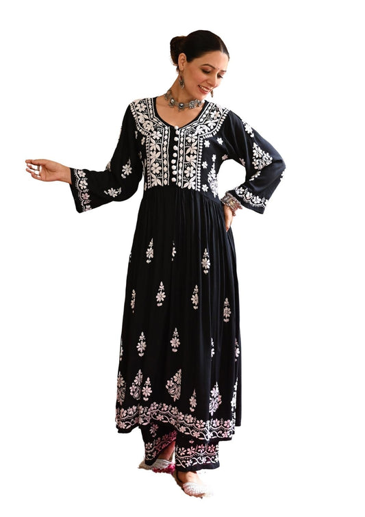 House of Chikankari Gulnar Modal Anarkali Set |Chikankari | Chikankari Kurta Set Lucknowi Chikankari Kurta Sets for Women (WL085-3XL)