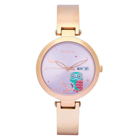 Chumbak Nocturnal Metal Watch | Rosegold with Lilac Dial|Stylish Fashion Watch for Casual/Work|Gifts for Women/Girls/Ladies|Wrist Watches for Women